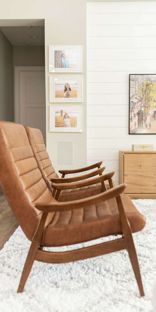 wood and leather chairs on livingroom