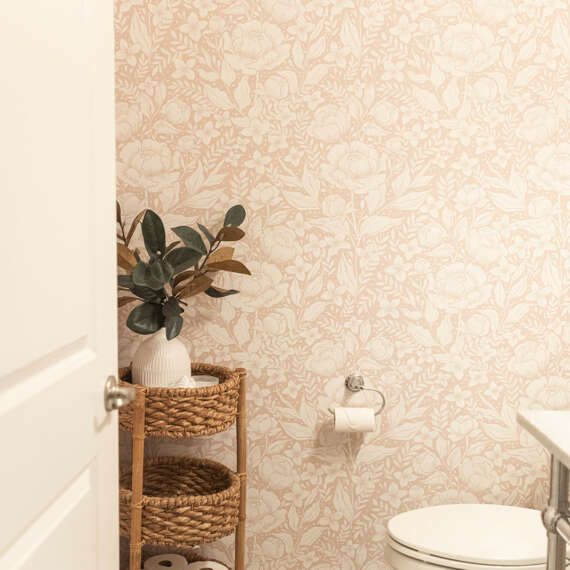 Floral light wallpaper-bathroom-light bathroom sink - three-story basket